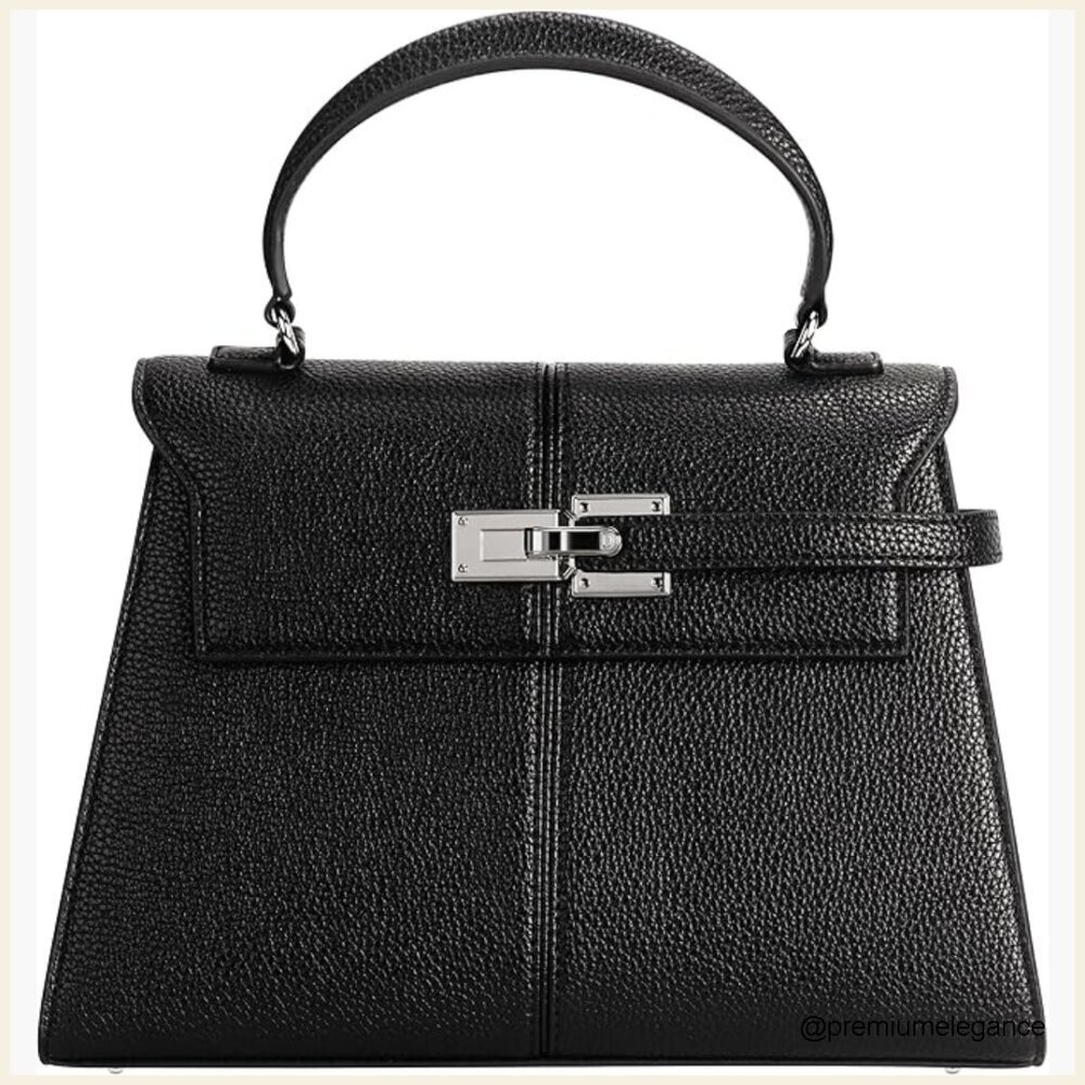 Vegan Leather Top Handle Crossbody Bag with Adjustable Strap, Spacious